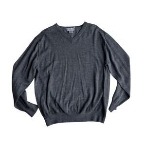 For The Republic XL 100% Merino Wool Gray V-Neck Sweater